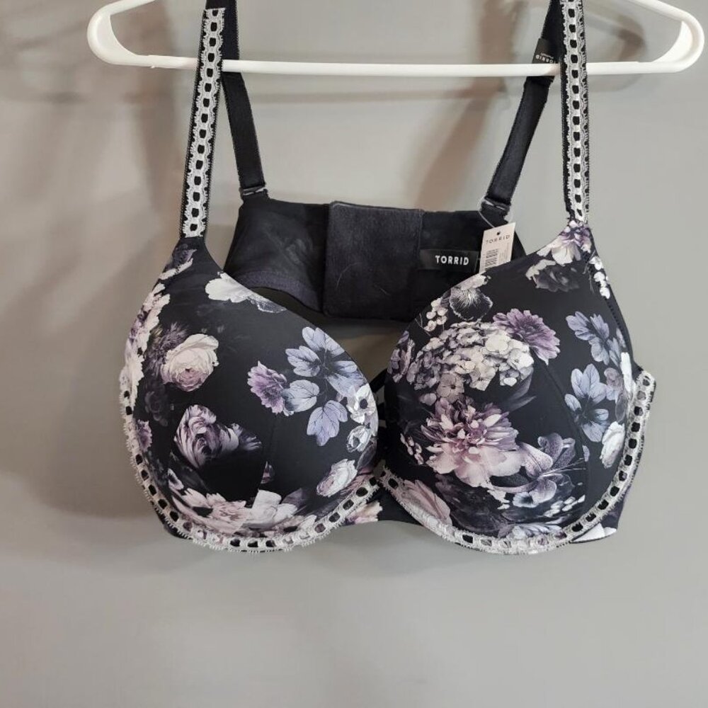 Black Floral Push Up Bra 40D